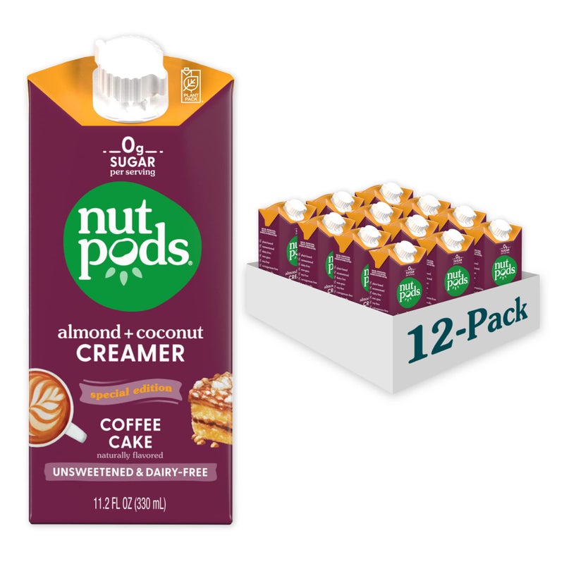 nutpods Coffee Cake Unsweetened Dairy-Free Creamer, Made from Almonds and Coconuts, Whole30, Keto, Gluten Free, Non-GMO, Vegan, Kosher (12-Pack) - Image 1
